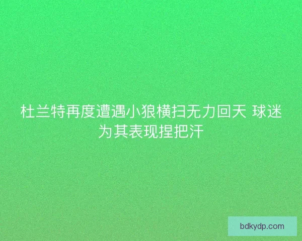 杜兰特再度遭遇小狼横扫无力回天 球迷为其表现捏把汗